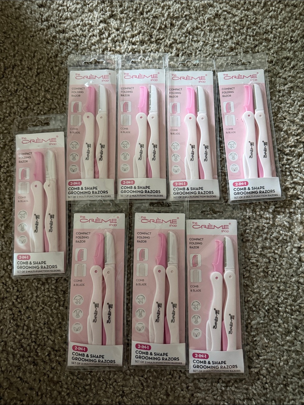 Crème Shop Pink Comb & Shape Grooming Razor - 2-in-1 Precision Tool